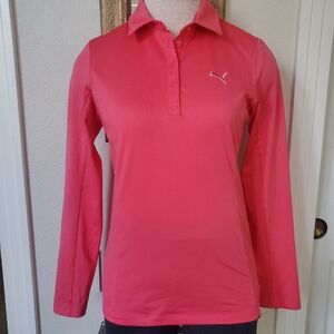 Puma Women's Pink Long Sleeve Polo Shirt
